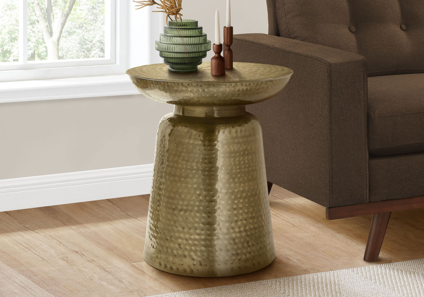 Drum Accent Side Table, Durable Construction, Contemporary & Modern - Gold