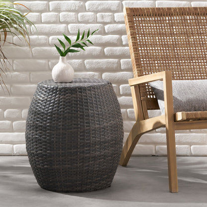 Outdoor Wicker Patio Side Table - Gray