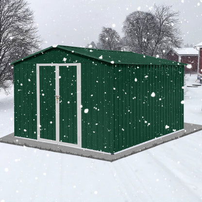 10'x8' Garden Sheds Outdoor Storage Sheds - Green / White