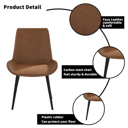 Modern Dining Chair Living Room Metal Leg Dining Chair (Set of 2) - Brown