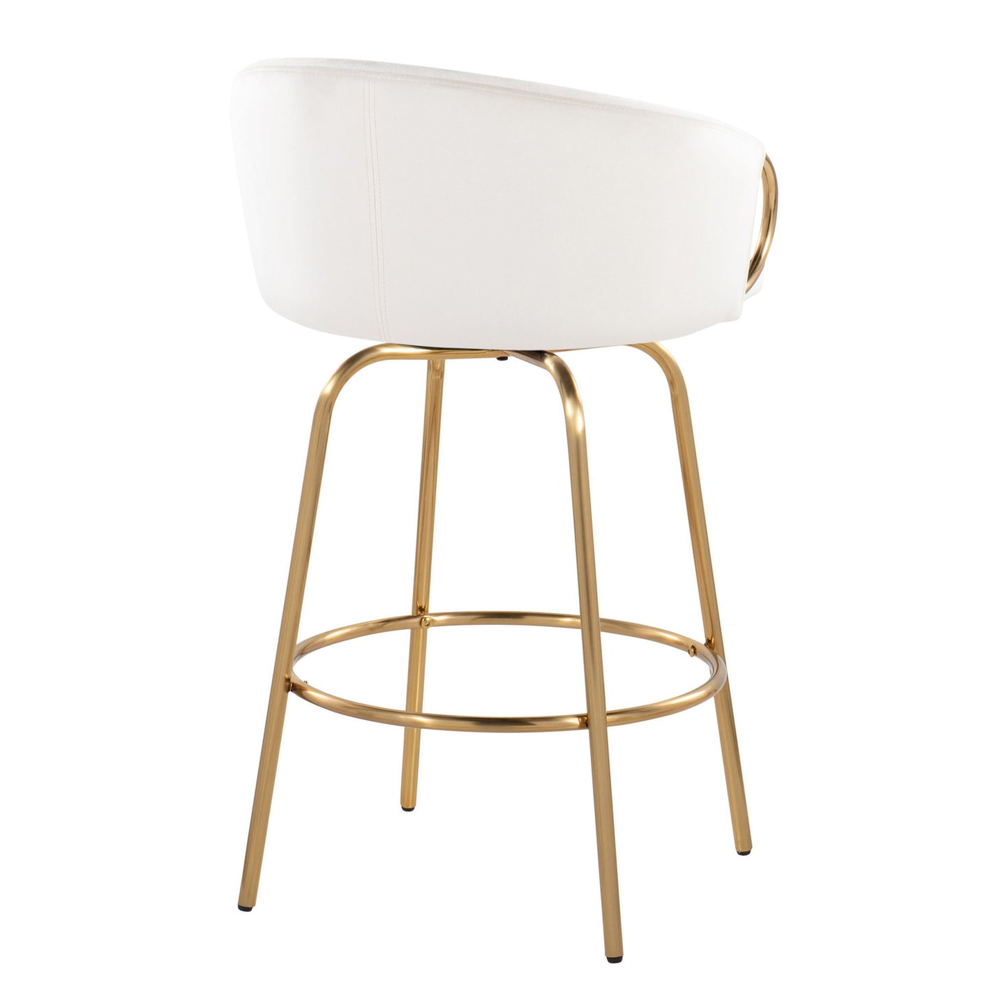 Claire - Contemporary / Glam Counter Stool With Swivel With Round Footrest (Set of 2) - Cream