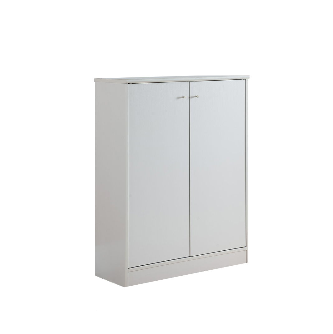 Shoe / Storage Cabinet With Two Doors Five Shelves - White