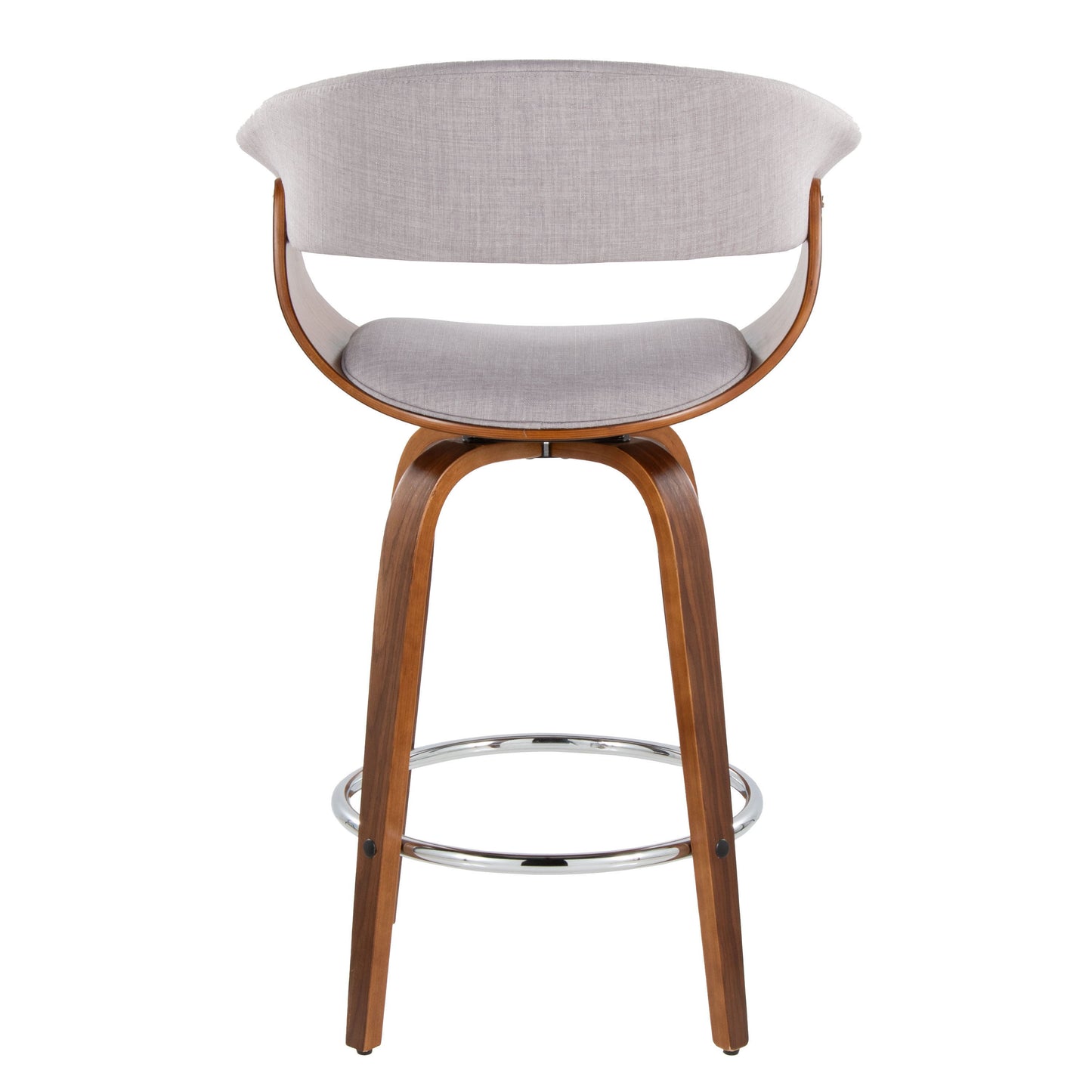 Vintage Mod - Mid-Century Modern Fixed Height Counter Stool With Swivel With Round Footrest (Set of 2) - Walnut / Stone