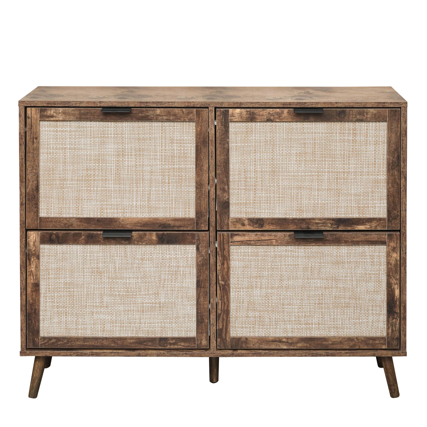 4 Door Shoe Rack, Freestanding Modern Shoe Storage Cabinet, For Entryway - Burly Wood