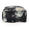 Hazel - Large Square Pouf, Versatile Ottoman Or Floor Cushion, Flower Print - Black