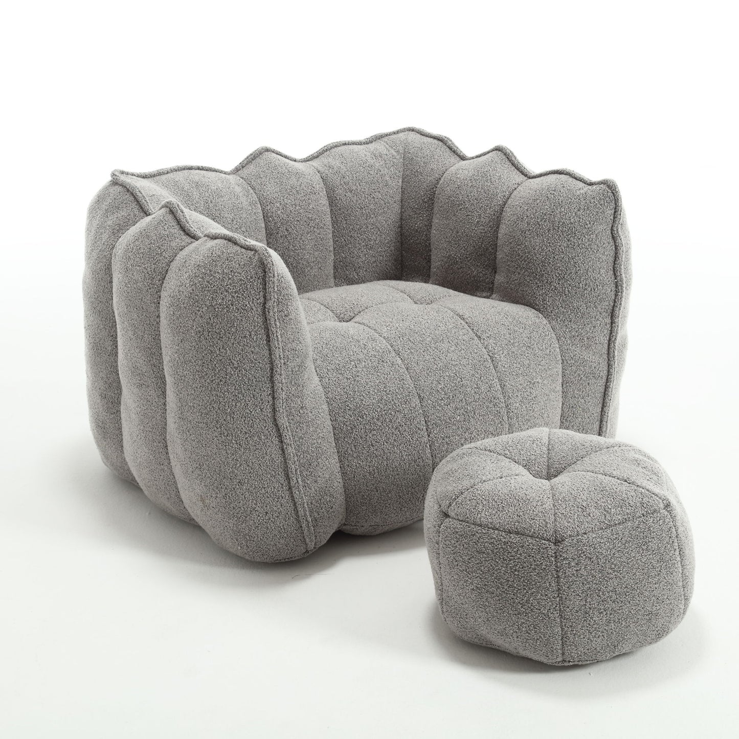 Soft Bean Bag Chair With High Resilient Foam (Chips) - Gray
