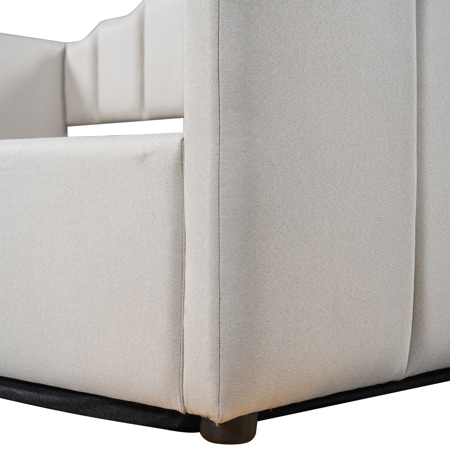 Full Upholstered Daybed With Underneath Storage - Beige