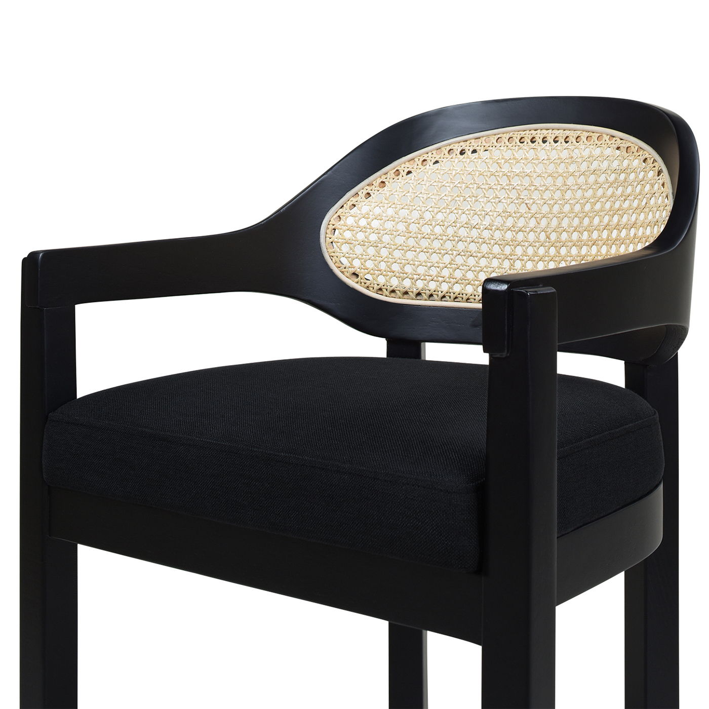 Americana - Mid-Century Modern Cane Back Bar Stool - Jet Black