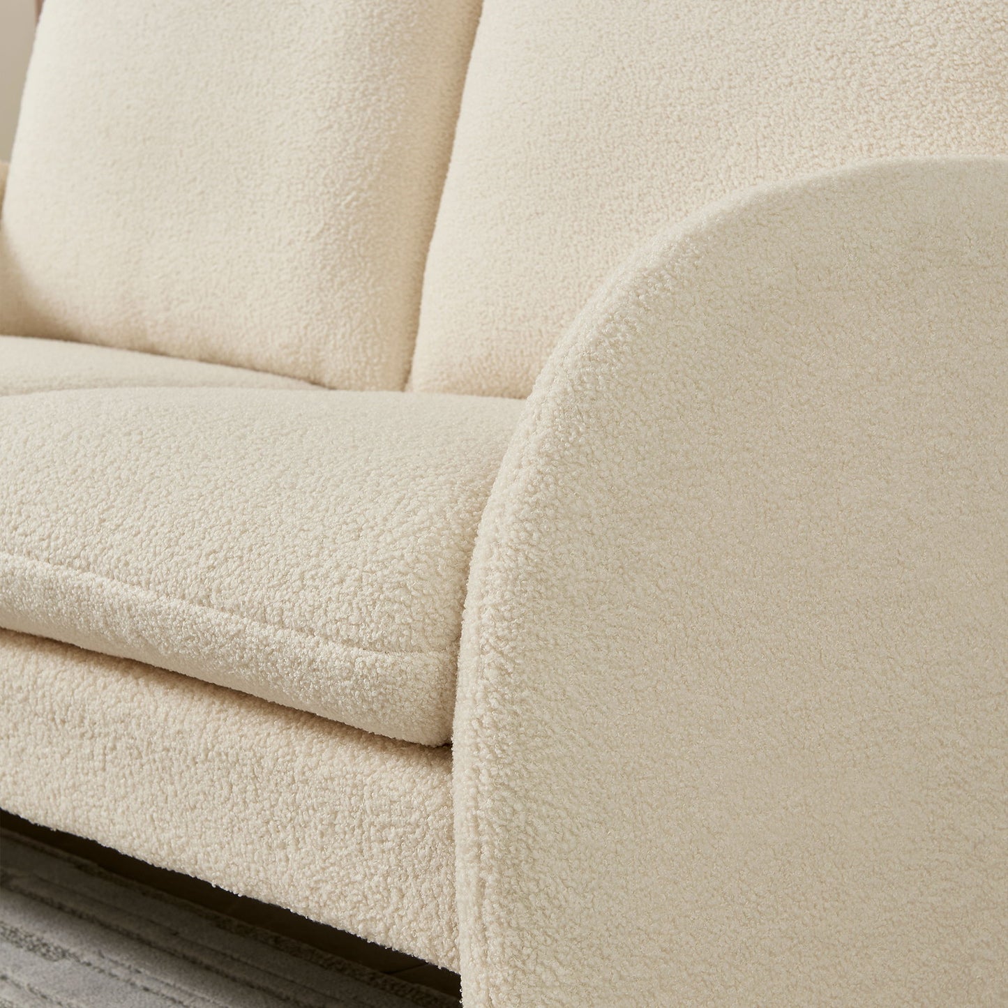 Loveseat Sofa Small Couch For Living Room, Sherpa Fabric Upholstered Loveseat Sofa Couch, Small Loveseat Sofa For Apartment, Bedroom - Beige