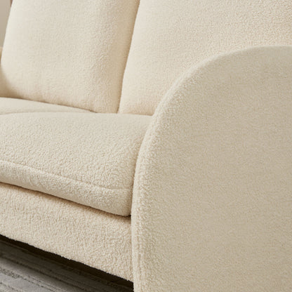 Loveseat Sofa Small Couch For Living Room, Sherpa Fabric Upholstered Loveseat Sofa Couch, Small Loveseat Sofa For Apartment, Bedroom - Beige
