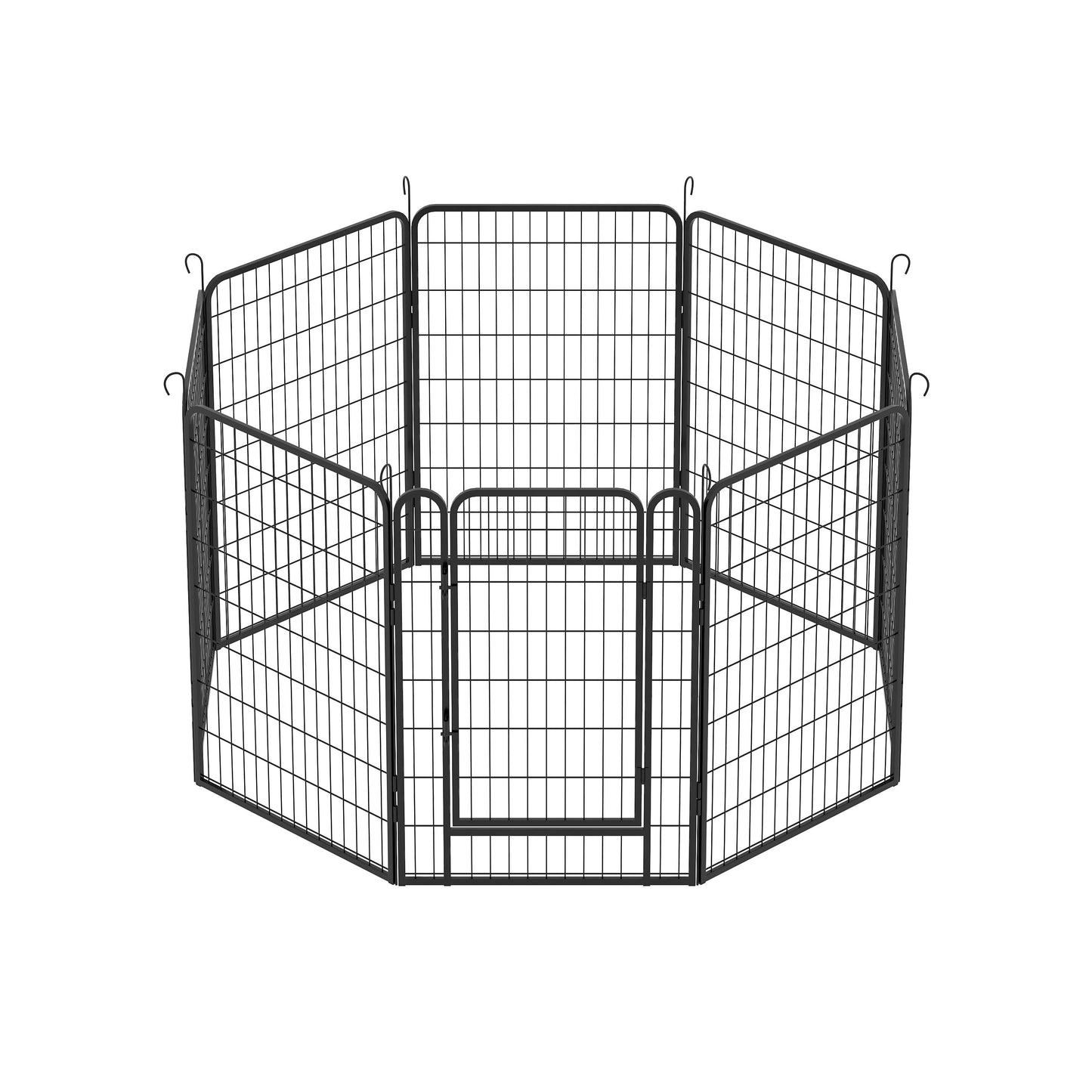 8 Panels Heavy Duty Metal Playpen With Door, Dog Fence Pet Exercise Pen For Outdoor, Indoor - Black