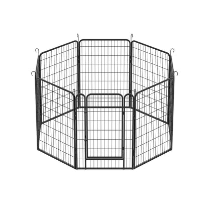8 Panels Heavy Duty Metal Playpen With Door, Dog Fence Pet Exercise Pen For Outdoor, Indoor - Black