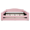 Full Size Upholstered Daybed With Storage Armrests, Trundle And Latest Integrated Bluetooth Audio System, Teddy Fleece - Pink