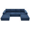 Modular U Shaped Sectional With Ottomans, Luxury Cloud Floor Couch With Deep Seat Fully Compressed Upholstered Sofa - Navy