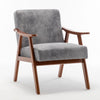 Mid Century Modern Wingback Accent Chair With Solid Wood Frame And Extra Thick Backrest - Lounge Chair For Living Room, Bedroom, Or Reading Room - Gray