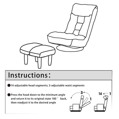 Japanese Style Single Reclining Sofa Chair With Adjustable Features Cotton For Balcony And Leisure - White