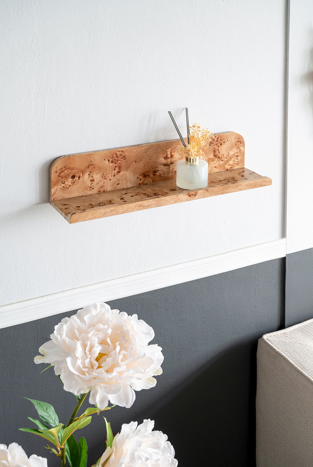 Burl - Wood Floating Wall Shelf - Brown
