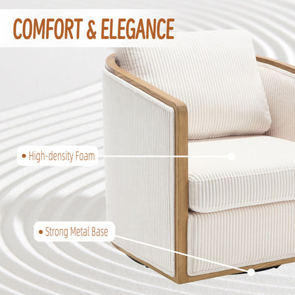 Swivel Barrel Chair, Comfortable Accent Sofa Chair, 360 Degree Swivel - Beige