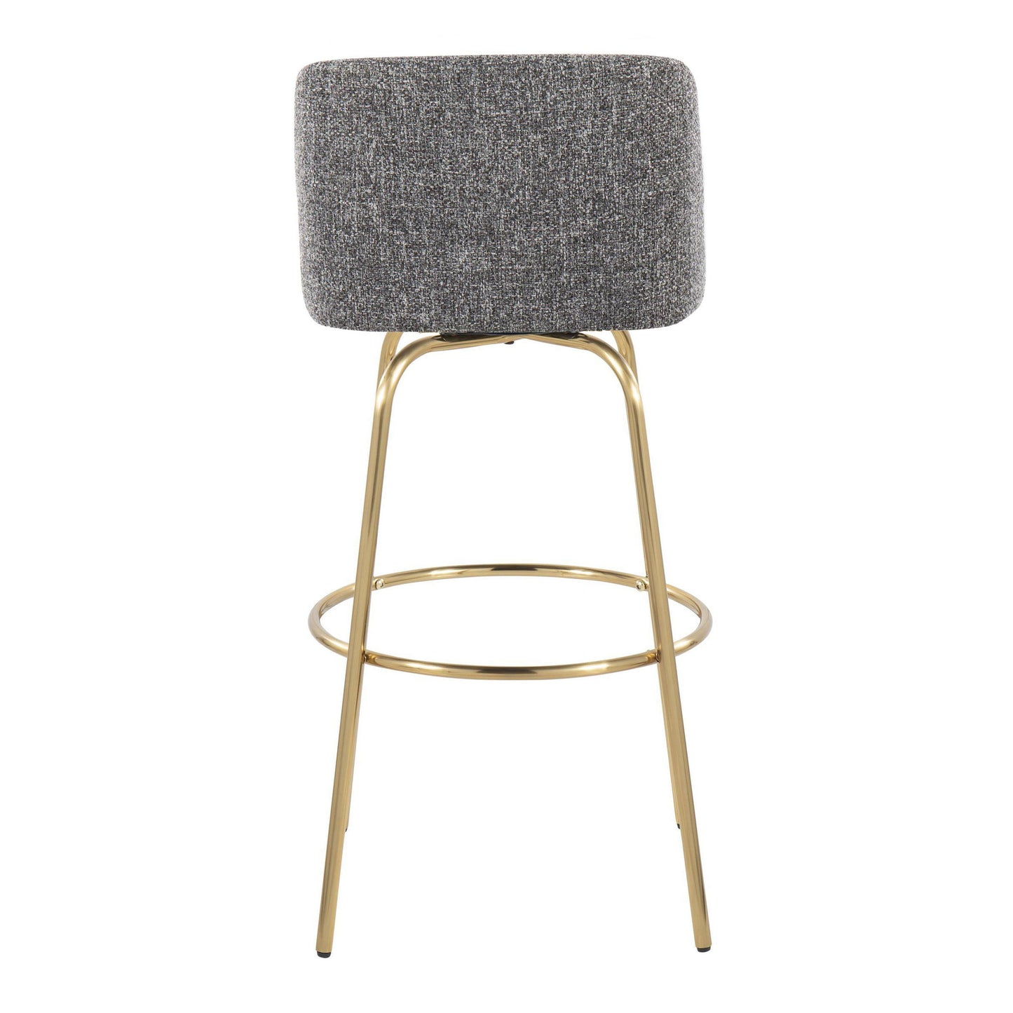 Toriano - Contemporary Fixed Height Barstool With Swivel With Round Footrest (Set of 2) - Gray / Gold