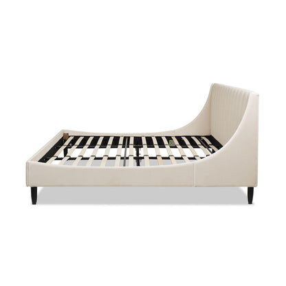 Aspen - King Vertical Tufted Headboard Platform Bed Set - French Beige