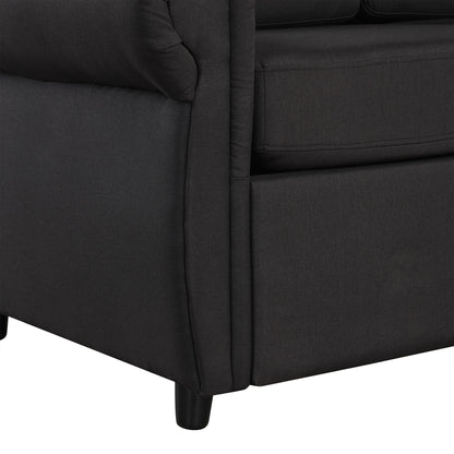 Pull Out Sofa Bed Loveseat Sleeper With Twin Size Memory Mattress With Two USB Ports For Living Room Spaces - Black