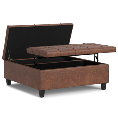 Harrison - Multifunctional Large Square Coffee Table Storage Ottoman - Brown