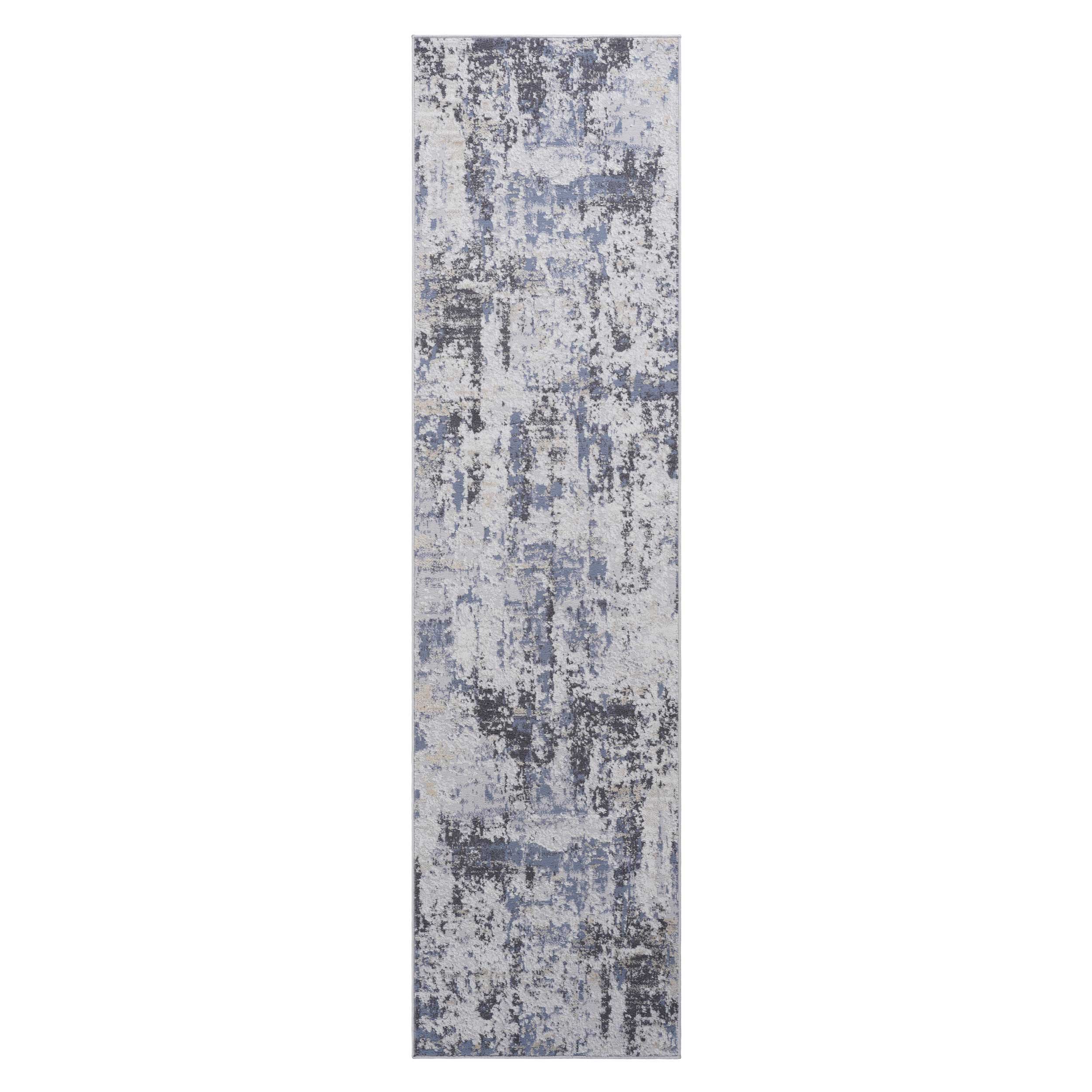 Payas - 2' X 8' Abstract Runner Rug - Gray / Denim