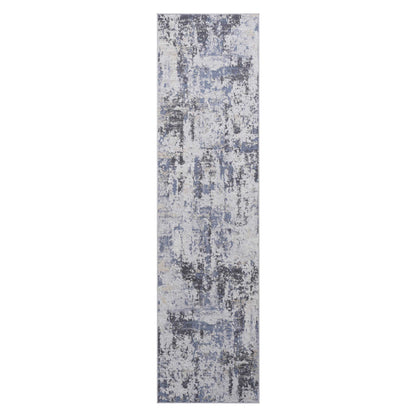 Payas - 2' X 8' Abstract Runner Rug - Gray / Denim