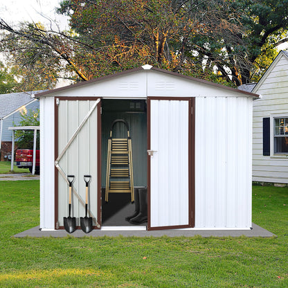 6Ftx8Ft Garden Sheds Outdoor Storage Sheds - White / Coffee