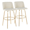 Toriano - Contemporary Fixed Height Barstool Swivel With Round Footrest (Set of 2) - Cream / Gold
