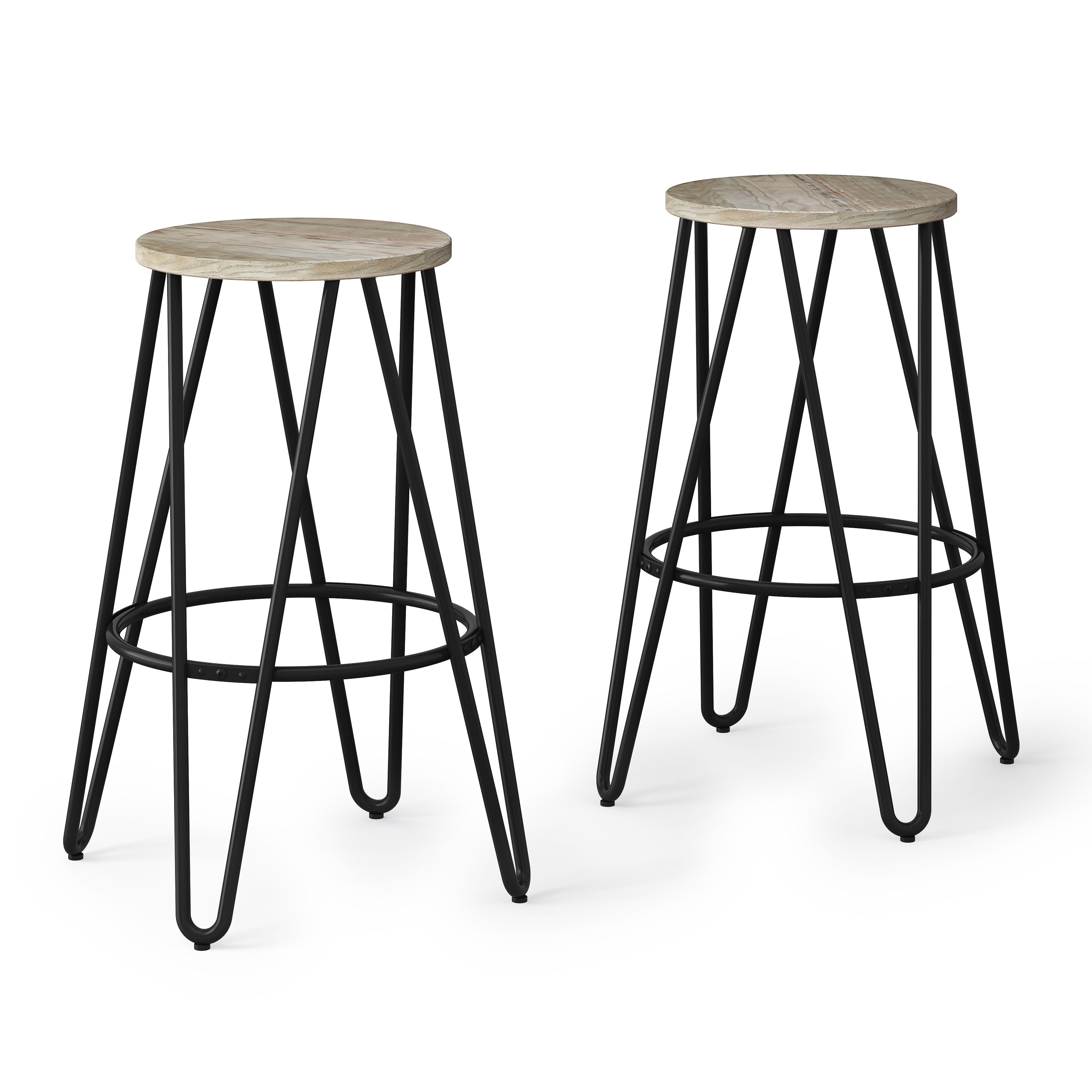 Simeon - Counter Height Stool With Wood Seat (Set of 2) - Natural / Black