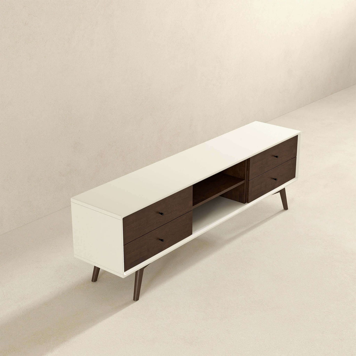 Caroline - White TV Stand Up To 72" - Brown / White