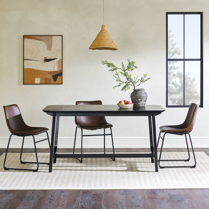 Mid-Century Modern Dining Table With Trestle Base - Black Ash
