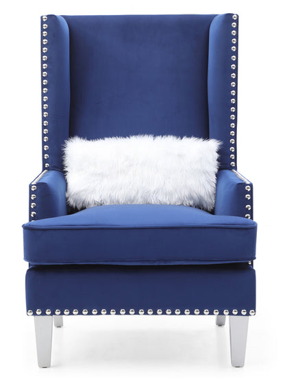 Elegant Lounge Chair With Square Arms - Blue