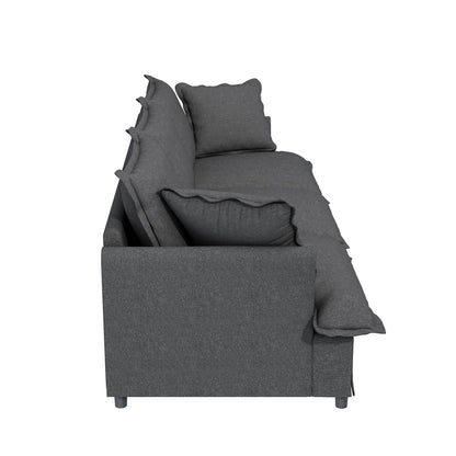 3 Seat Sofa Module For Modular Sectional Wide Seat Cloud Couch With Throw Pillows Upholstered - Gray