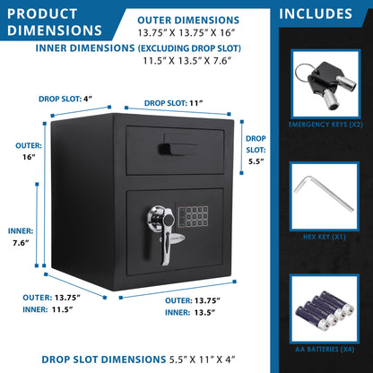 0 72 Cu Ft Keypad Depository Safe - Black