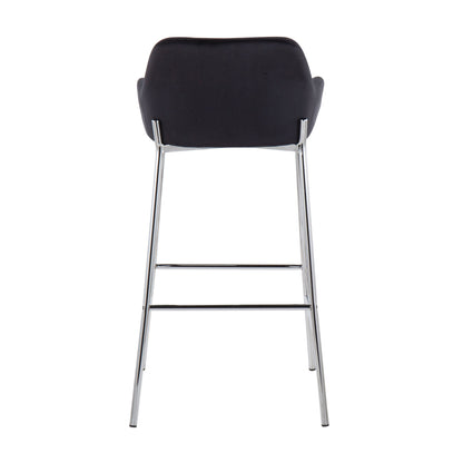 Daniella - Contemporary Fixed Height Bar Stool (Set of 2) - Chrome / Black