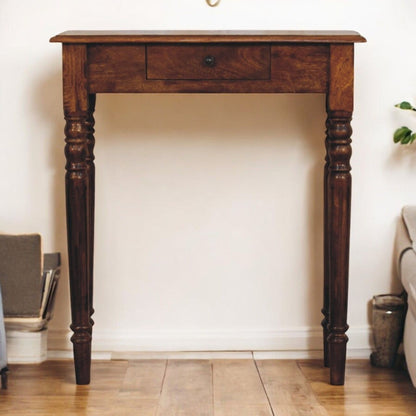 Turned Legs 1 Drawer Console - Brown