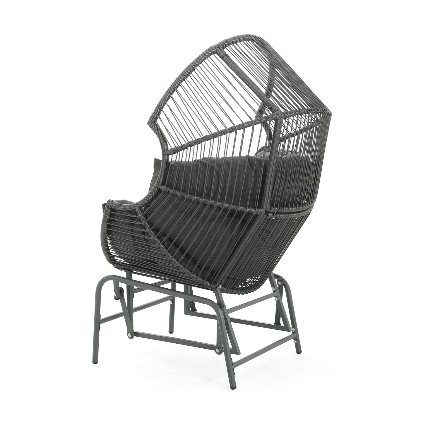 Palos - Outdoor Wicker Glider Chair - Dark Gray