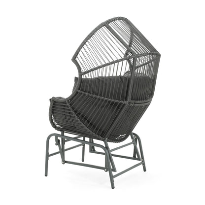 Palos - Outdoor Wicker Glider Chair - Dark Gray