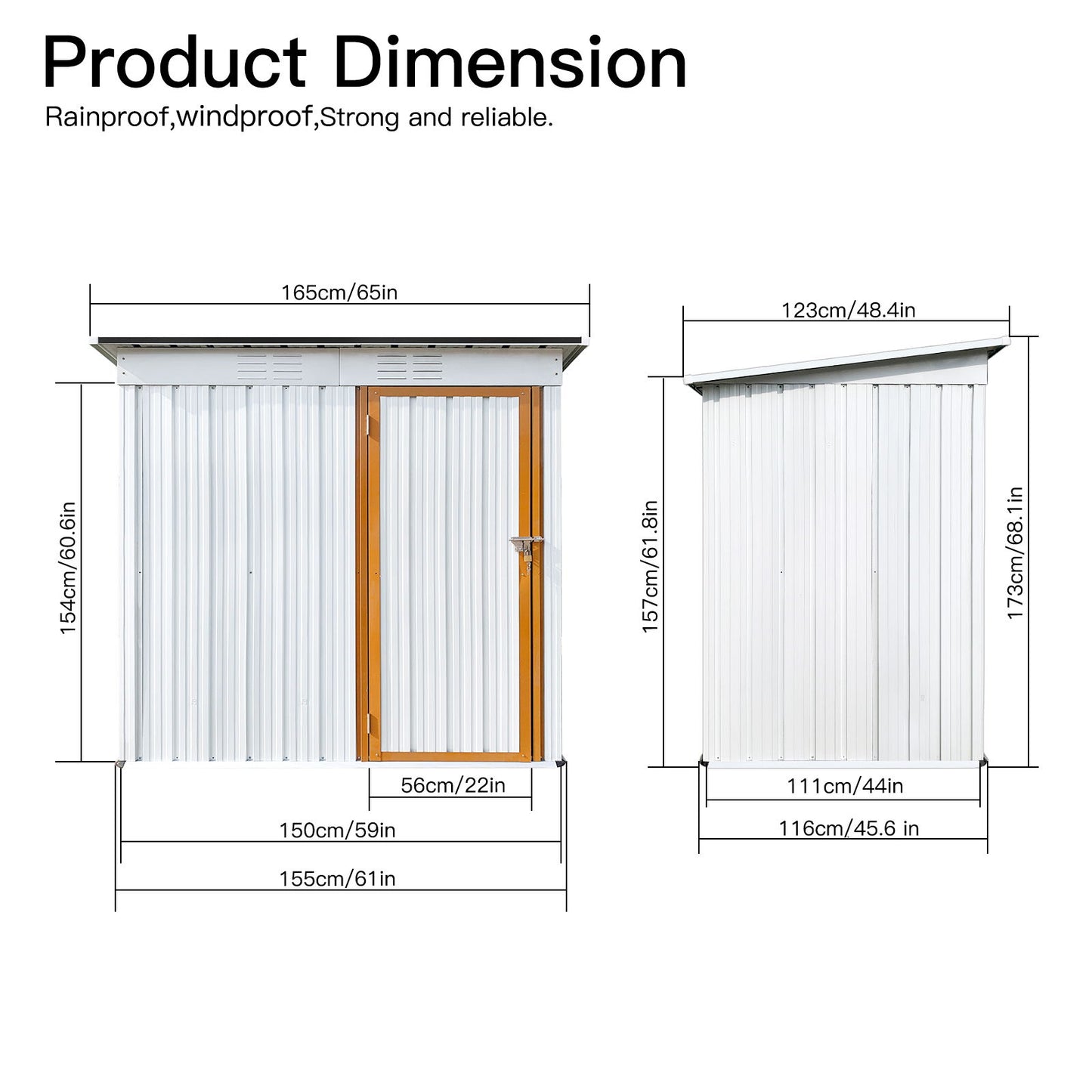 Garden Sheds 5Ftx4Ft Outdoor Storage Sheds White / Yellow
