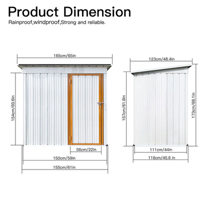 Garden Sheds 5Ftx4Ft Outdoor Storage Sheds White / Yellow