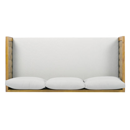 Claremont - 3 Seater Daybed With Rattan Arms - Light Gray