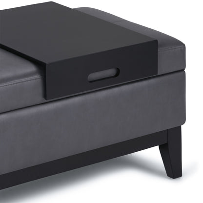 Oregon - Storage Ottoman Bench With Tray - Stone Gray