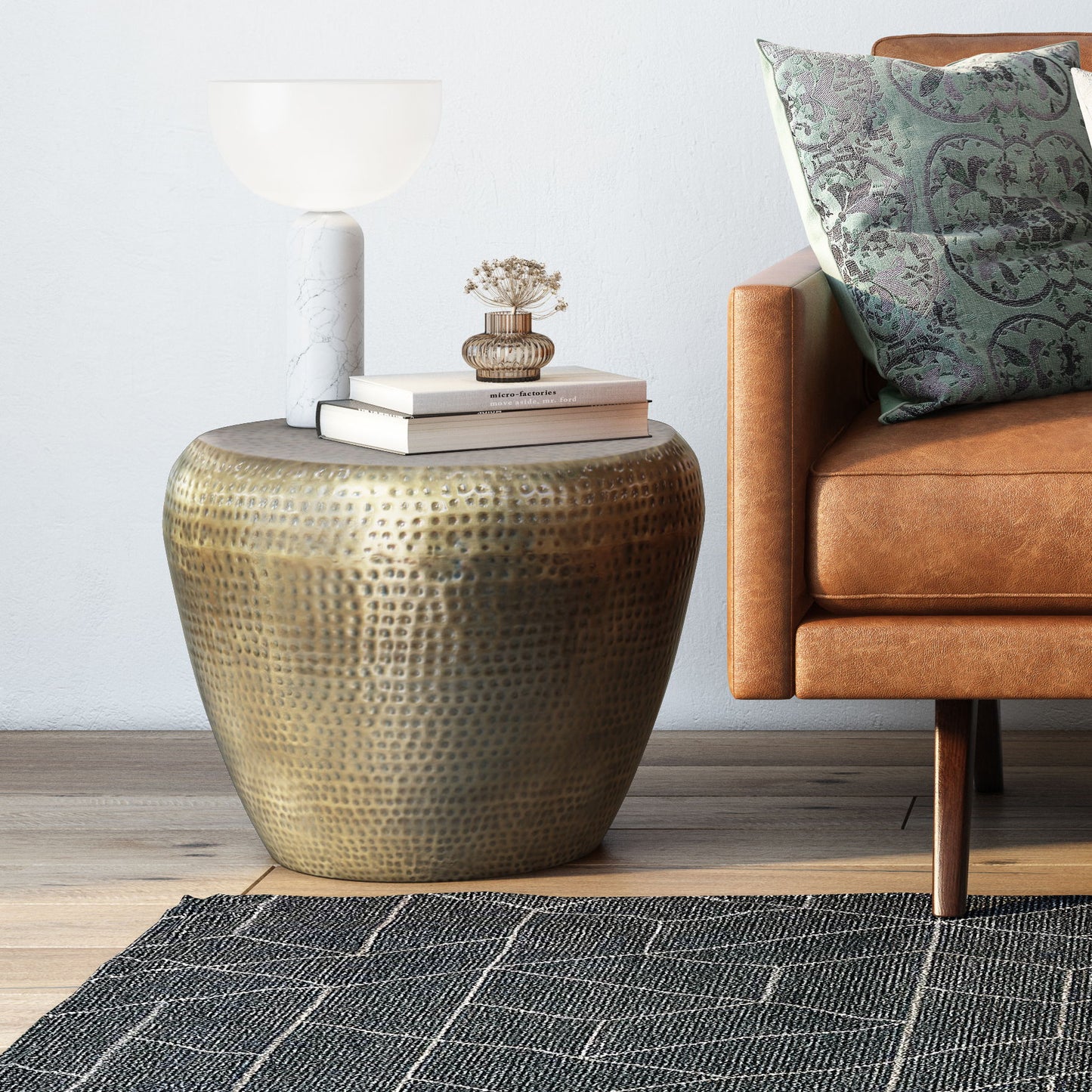 Preston - Metal Side Table - Antique Gold