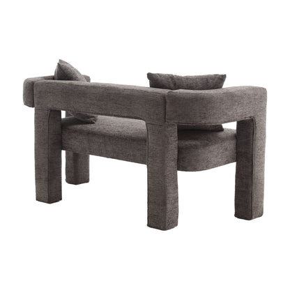 Modern Loveseat Sofa, Comfy Upholstered 2 Seater Sofa, Small Loveseat Accent Couch For Leisure Areas - Gray