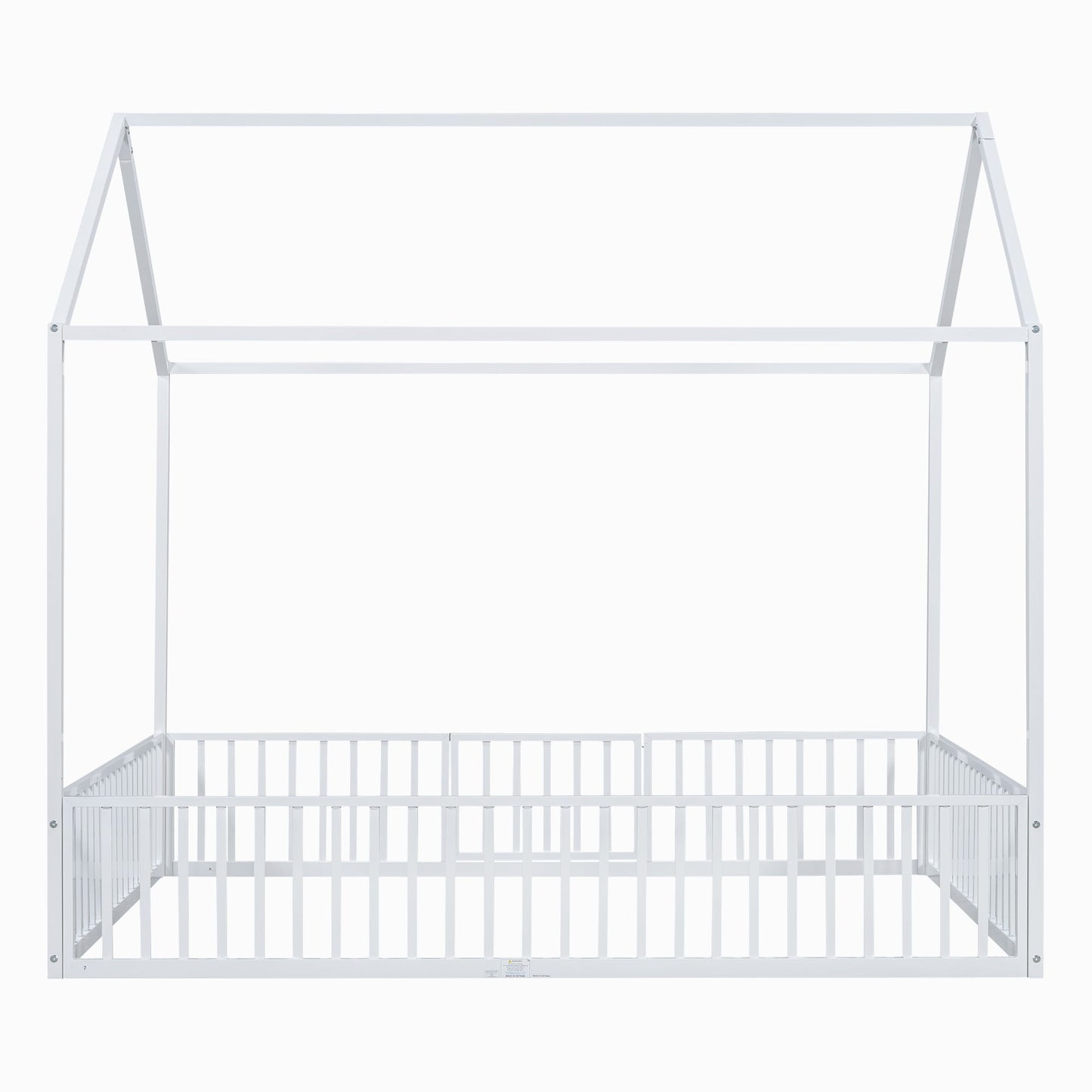 House Bed With Fence And Door - White