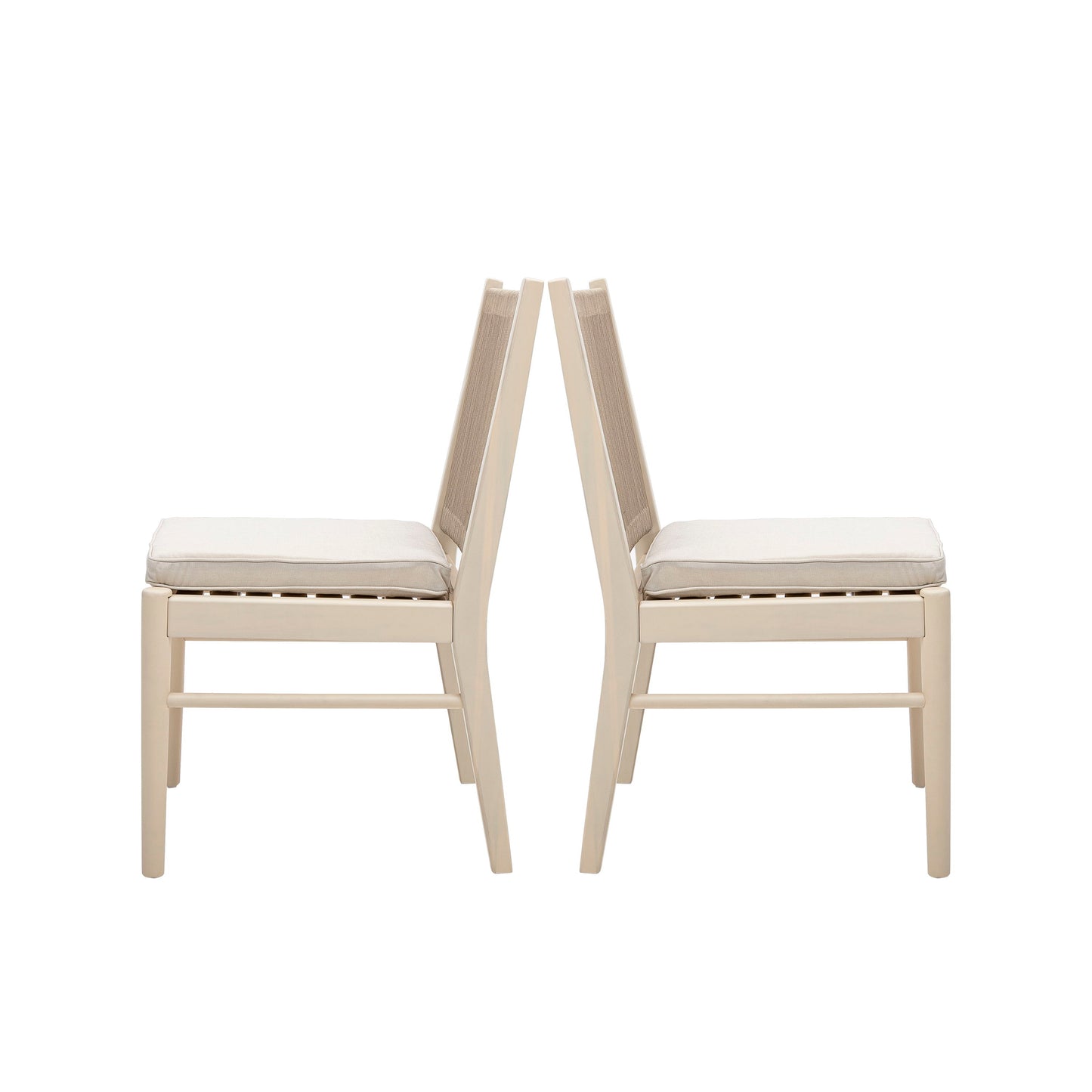 Cordoba - Dining Chair (Set of 2) With Acacia Wood Frame And Water Repellent Fabric - Beige / Yellow