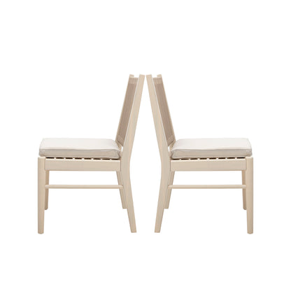 Cordoba - Dining Chair (Set of 2) With Acacia Wood Frame And Water Repellent Fabric - Beige / Yellow