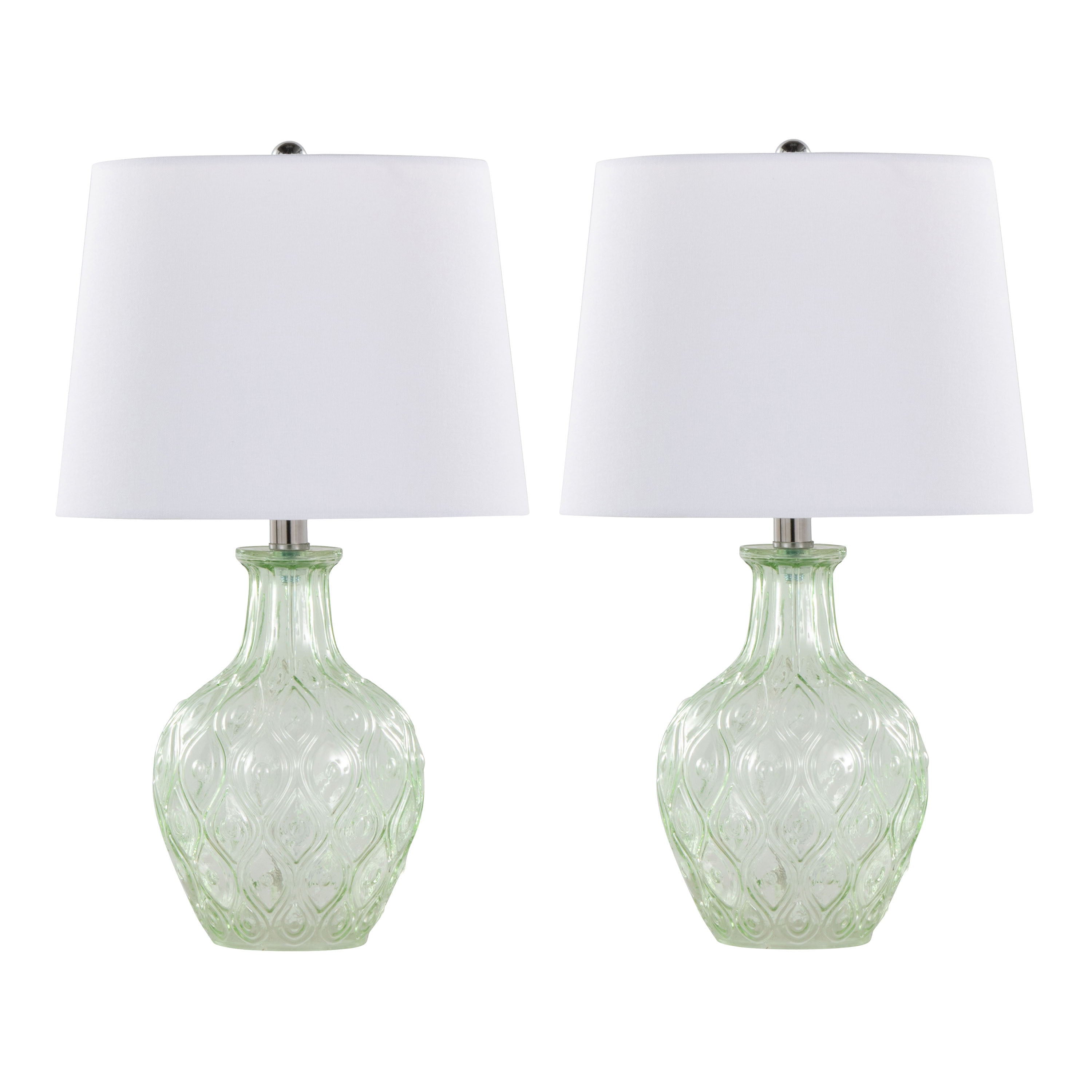 Gloria - Round Contemporary Lamp (Set of 2) - Clear Recycled Spanish / Chrome / White